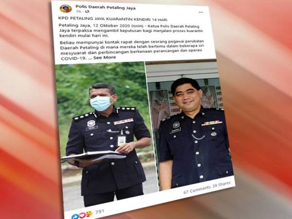 KPD Petaling Jaya kuarantin kendiri 14 hari
