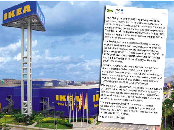 Ikea Cheras ditutup sementara, pekerja positif Covid-19