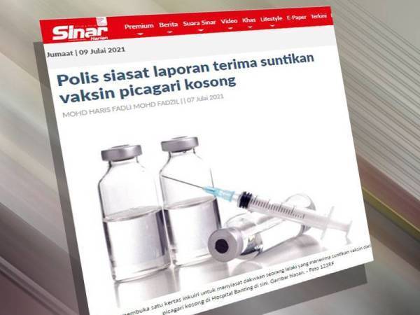Dakwaan disuntik picagari kosong: KKM tunggu laporan JKNS Dakwaan disuntik picagari kosong: KKM tunggu laporan JKNS