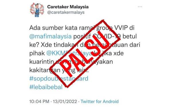 MAFI nafi ramai VVIP positif Covid-19